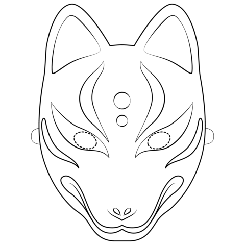 Kitsune Mask Coloring Page